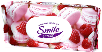 Влажные салфетки Smile Decor Cakes&Seashells с антибактериальным эффектом (60шт, с клапаном) - цвет зависит от партии поставки