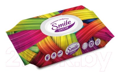 Влажные салфетки Smile Decor Color Mix с антибактериальным эффектом (60шт, с клапаном)