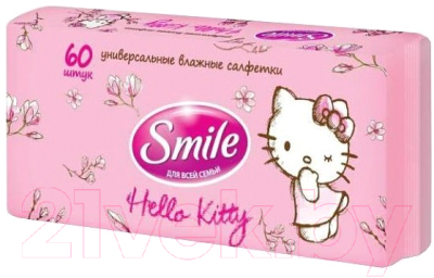 Влажные салфетки детские Smile Hello Kitty для всей семьи (60шт)