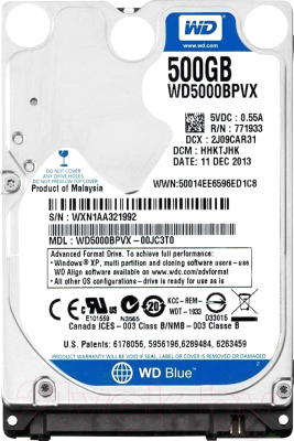 Жесткий диск Western Digital Blue 500GB (WD5000BPVX)