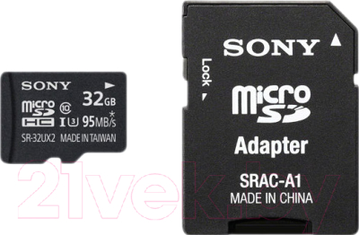 Карта памяти Sony microSDHC (Class 10) 32GB + адаптер (SR32UX2AT)