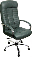 Кресло офисное Деловая обстановка Атлант Хром кожа люкс (зеленый) - 
