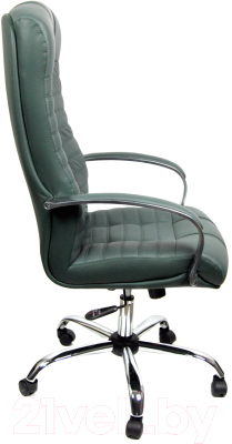 Кресло офисное Деловая обстановка Атлант Хром кожа люкс (зеленый)