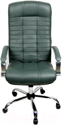Кресло офисное Деловая обстановка Атлант Хром кожа люкс (зеленый)