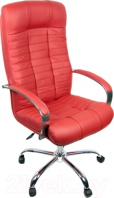 Кресло офисное Деловая обстановка Атлант Хром кожа люкс (красный)