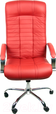 Кресло офисное Деловая обстановка Атлант Хром кожа люкс (красный)