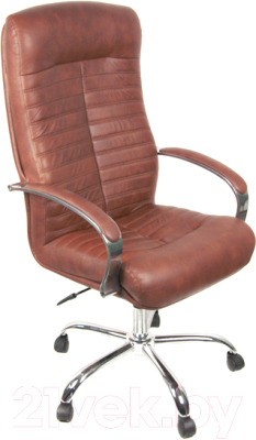 Кресло офисное Деловая обстановка Консул Хром кожа люкс (коричневый)