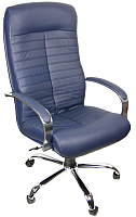 Кресло офисное Деловая обстановка Консул Хром кожа люкс (синий) - 