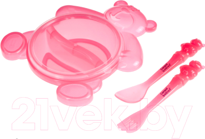 Набор посуды для кормления Canpol Мишка 2/422 (розовый)