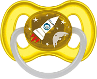 Пустышка Canpol Космическая латексная круглая 0-6мес / 23/221 (желтый, со светящимся колечком) - 