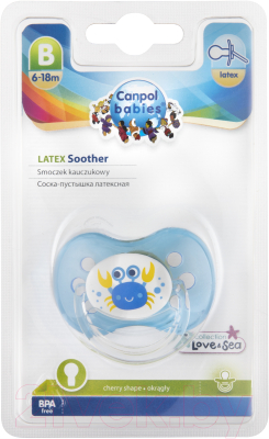 Изображение товара Пустышка Canpol Природа латексная круглая 6-18мес / 22/607 (синий)