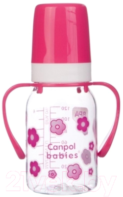 Бутылочка для кормления Canpol С ручками 3+ / 11/821 (120мл, розовый)