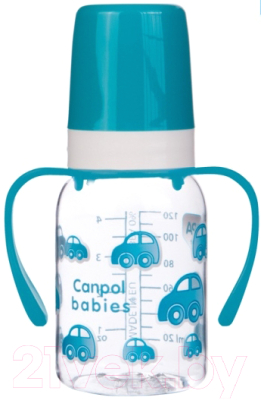Бутылочка для кормления Canpol С ручками 3+ / 11/821 (120мл, бирюзовый)