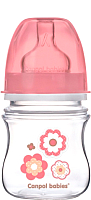 Бутылочка для кормления Canpol Newborn Baby с широким горлышком 0+ / 35/216 (120мл, розовый) - 