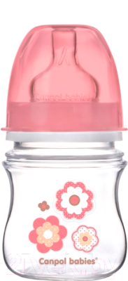 Бутылочка для кормления Canpol Newborn Baby с широким горлышком 0+ / 35/216 (120мл, розовый)