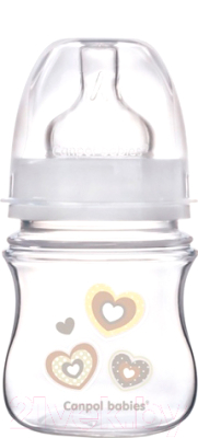 Бутылочка для кормления Canpol Newborn Baby с широким горлышком 0+ / 35/216 (120мл, бежевый)
