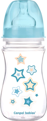 Бутылочка для кормления Canpol Newborn Baby с широким горлышком 3+ / 35/217 (голубой, 240мл)