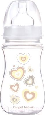 Бутылочка для кормления Canpol Newborn Baby с широким горлышком 3+ / 35/217 (бежевый, 240мл)