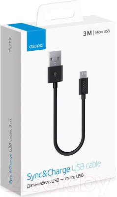 Кабель Deppa USB - USB-micro / 72229 (черный)