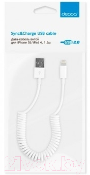 Кабель Deppa USB - 8-pin / 72120 (белый)