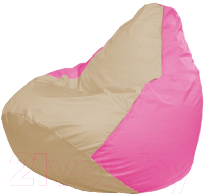 Бескаркасное кресло Flagman Груша Мега Г3.1-142 (светло-бежевый/розовый)