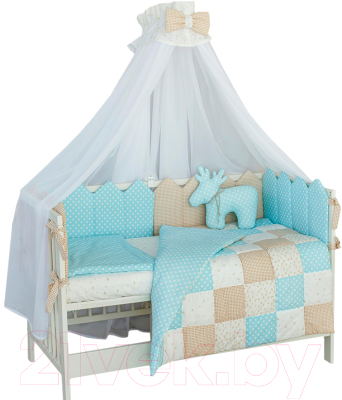 Комплект постельный для малышей Martoo Mosaik 7 (голубой/бежевый) - игрушка и балдахин в комплект не входят