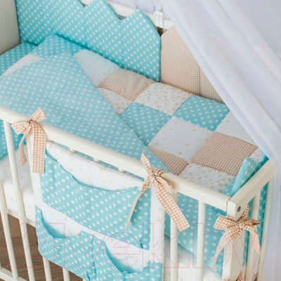 Комплект постельный для малышей Martoo Mosaik 7 (голубой/бежевый)