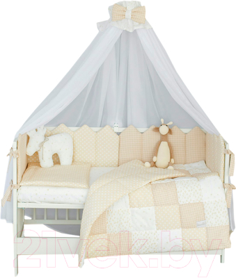 Комплект постельный для малышей Martoo Mosaik 7 (белый/бежевый) - игрушки и балдахин в комплект не входят