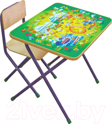 Комплект мебели с детским столом Фея Досуг 201 Алфавит (зеленый)