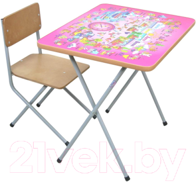 Комплект мебели с детским столом Фея Досуг 201 Алфавит (розовый)