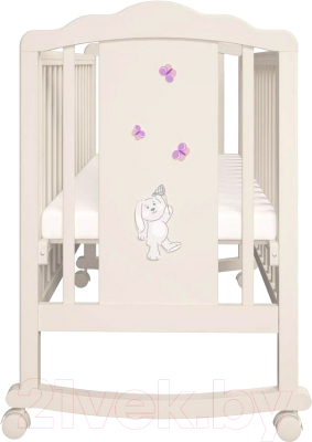Детская кроватка Polini Kids Classic 621 Зайки (бежевый/розовый)
