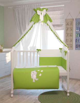 Комплект постельный для малышей Polini Kids Зайки 7 (120x60, зеленый)