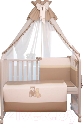 Комплект постельный для малышей Polini Kids Плюшевые мишки 7 (120x60, бежевый)