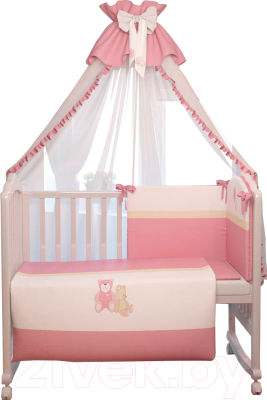 Комплект постельный для малышей Polini Kids Плюшевые мишки 7 (120x60, розовый)