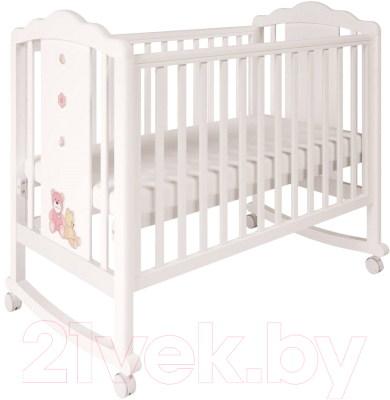 Детская кроватка Polini Kids Classic 621 Плюшевые Мишки (белый/розовый)