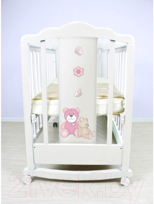 Детская кроватка Polini Kids Classic 621 Плюшевые Мишки (белый/розовый)