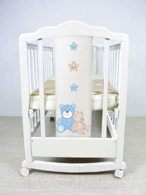 Детская кроватка Polini Kids Classic 621 Плюшевые Мишки (белый/синий капри)