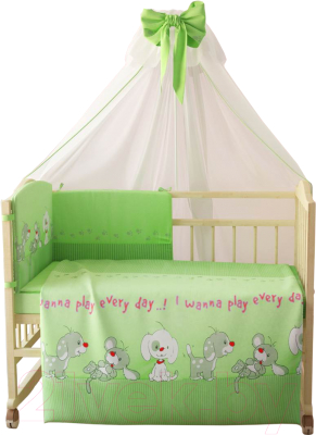 Комплект постельный для малышей Фея Веселая игра 7 (зеленый)