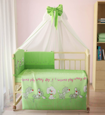 Комплект постельный для малышей Фея Веселая игра 7 (зеленый)