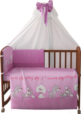 Комплект постельный для малышей Фея Веселая игра 7 (розовый)