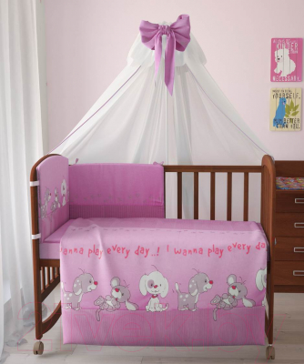 Комплект постельный для малышей Фея Веселая игра 7 (розовый)