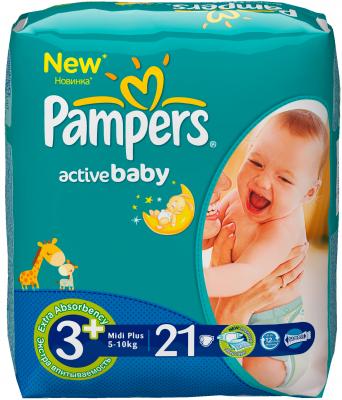 Подгузники детские Pampers Active Baby 3+ Midi Plus Regular Pack (21шт) - общий вид