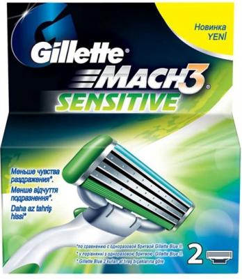 Набор сменных кассет Gillette Mach3 Sensitive (2шт) - общий вид в упаковке