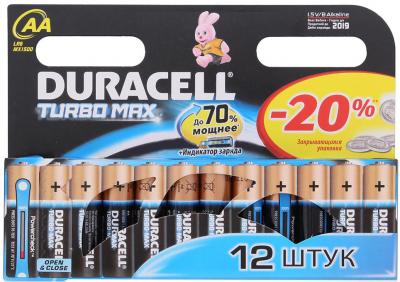 Комплект батареек Duracell TurboMax LR6 (12шт, алкалиновые) - общий вид в упаковке