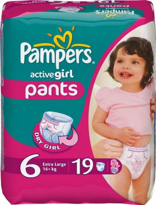 Подгузники-трусики детские Pampers Active Girl 6 Extra Large (19шт) - общий вид