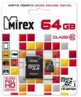 Карта памяти Mirex microSDXC UHS-I (Class 10) 64GB (13613-AD10SD64) - 