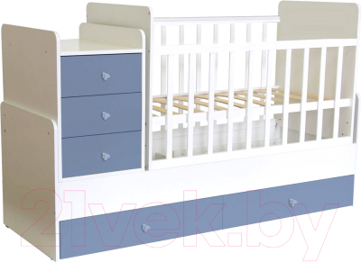Детская кровать-трансформер Фея 1100 (белый/синий)