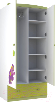 Шкаф Polini Kids Basic Elly двухсекционный (белый/зеленый)