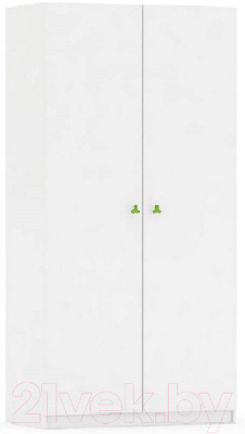 Шкаф Polini Kids Simple двухсекционный (белый/лайм)