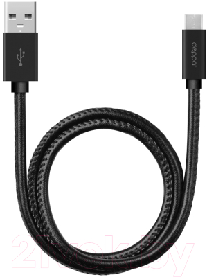 Кабель Deppa Leather USB - micro USB / 72268 (алюминий/экокожа черная)
